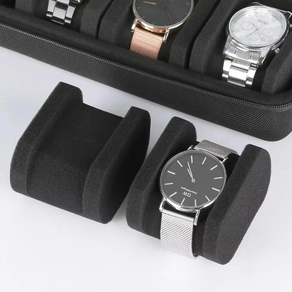 10 Slots Watch Storage Box Watch Zipper Travel Case Portable Watch Organizer Display Holder for Wristwatches and Smart Watches