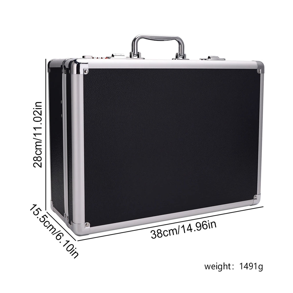 Sliver Aluminum Tool Storage Box Password Lock Portable Suitcase Professional Hairdressing Large Capacity Salon  Carrying Box