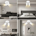 Modern LED Ceiling Light - 350° Rotatable Dual GU10 Wall Light, Black (Energy-Saving) for Hallway, Living Room, Bedroom, Kitchen