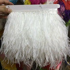 Ostrich Feathers Trim 13-18CM 5-7inch Feather Plumes Ribbon Selvage For DIY Wedding Dress Decoration Crafts Accessories