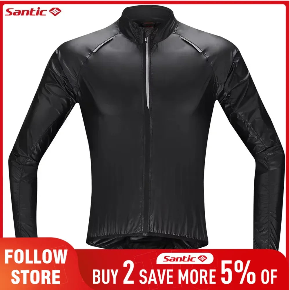 Santic Men's Lightweight Skin Coat Outdoor Packable Waterproof & Windproof Cycling Windbreaker MTB/Road Riding Bicycle Jackets