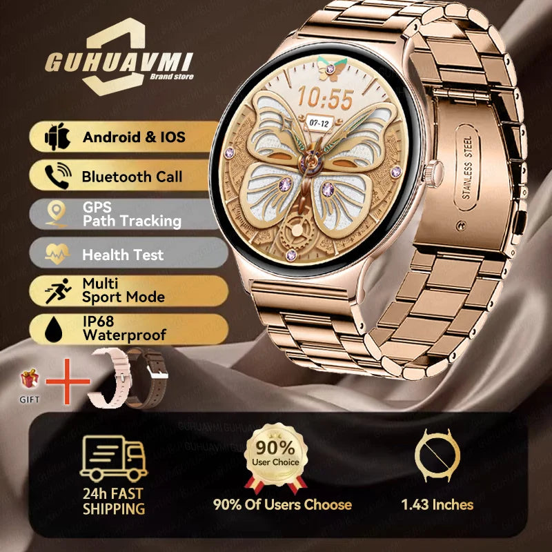 2025 New Smart Watch For Women Gift 1.43 Inch Full Touch Screen Sports Fitness Watches Bluetooth Calls Digital Smartwatch Ladies