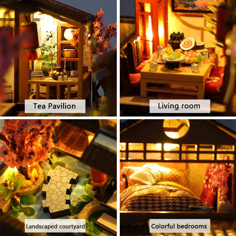 DIY Mini Wooden Dollhouse With Furniture Light Kit Doll House Casa Miniature Accessories Handmade Wooden Toys Birthday Gifts