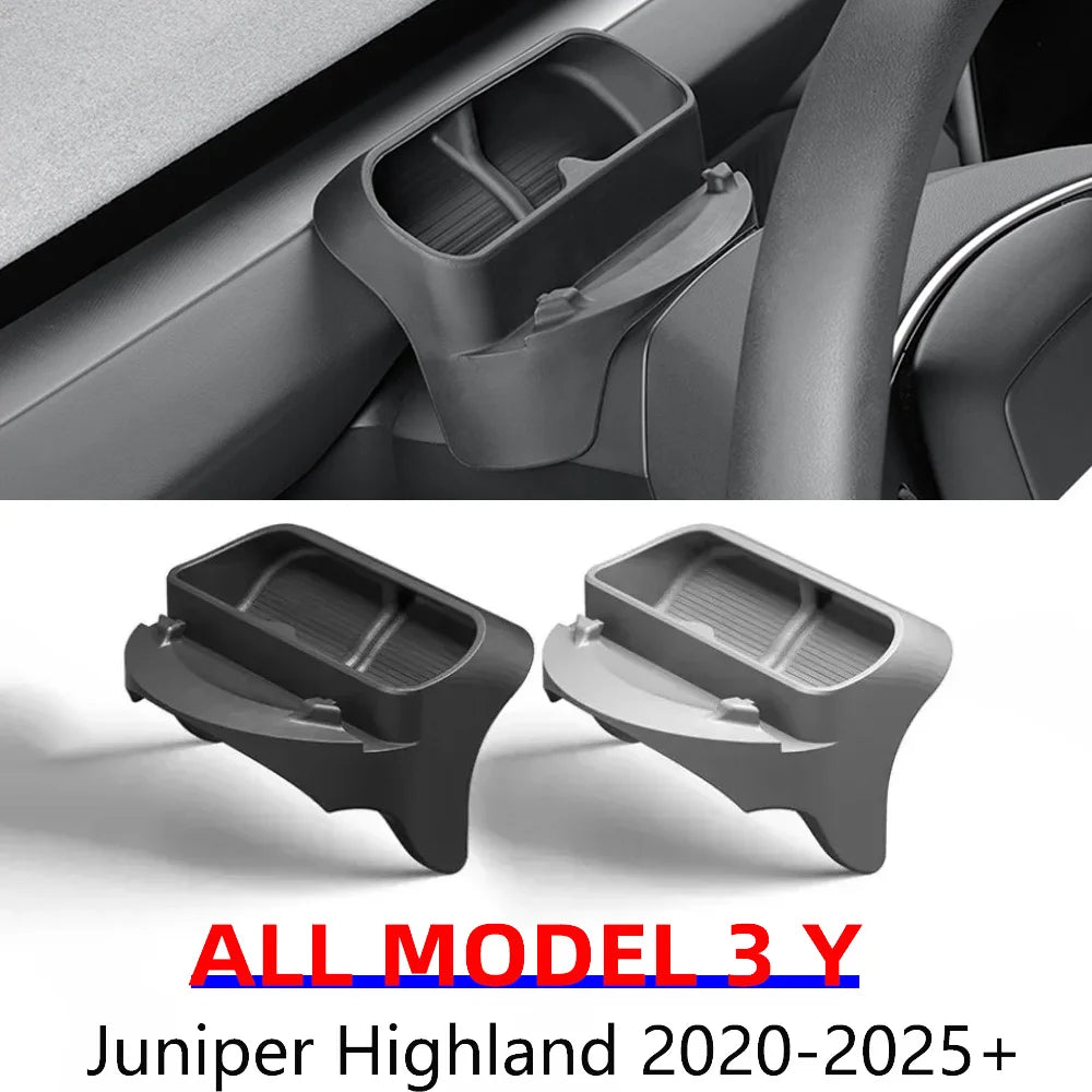 For New Tesla Model Y Juniper 2025 Model 3+ Highland 2024 Steering Wheel Silicone SunGlasses Case Mobile Phone Holder Storage