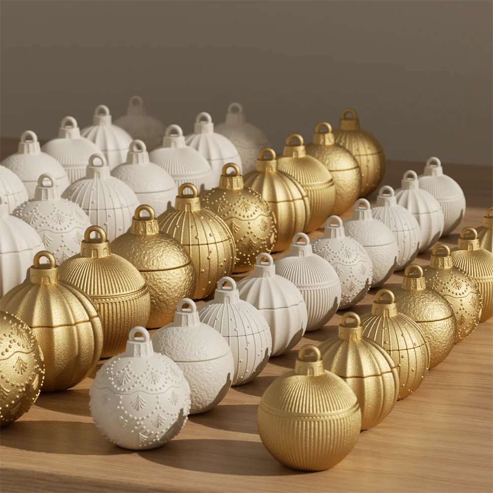Christmas Bauble Candle Jar Silicone Mold, Reusable for Concrete Jesmonite Cement, Large/Small
