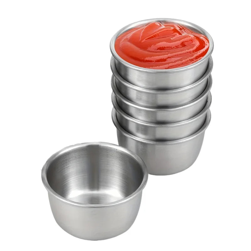 Sauce Dipping Bowl 304 Stainless Steel Dipping Cups Round Sauce Dishes Mini 6/12 Pcs Reusable Seasoning Cups Dipping Cups