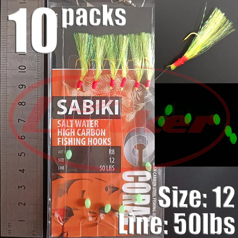 Lunker Sabiki lure flasher rig hook soft bait luminous eel glow dark mackerel fishing snapper mulloway flathead mullet shark