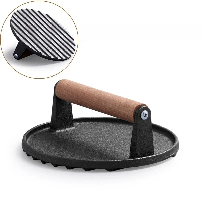 Cast Iron Meat Press, Heavy-Duty Steak & Burger Grill Press for Flat Top, 1pc
