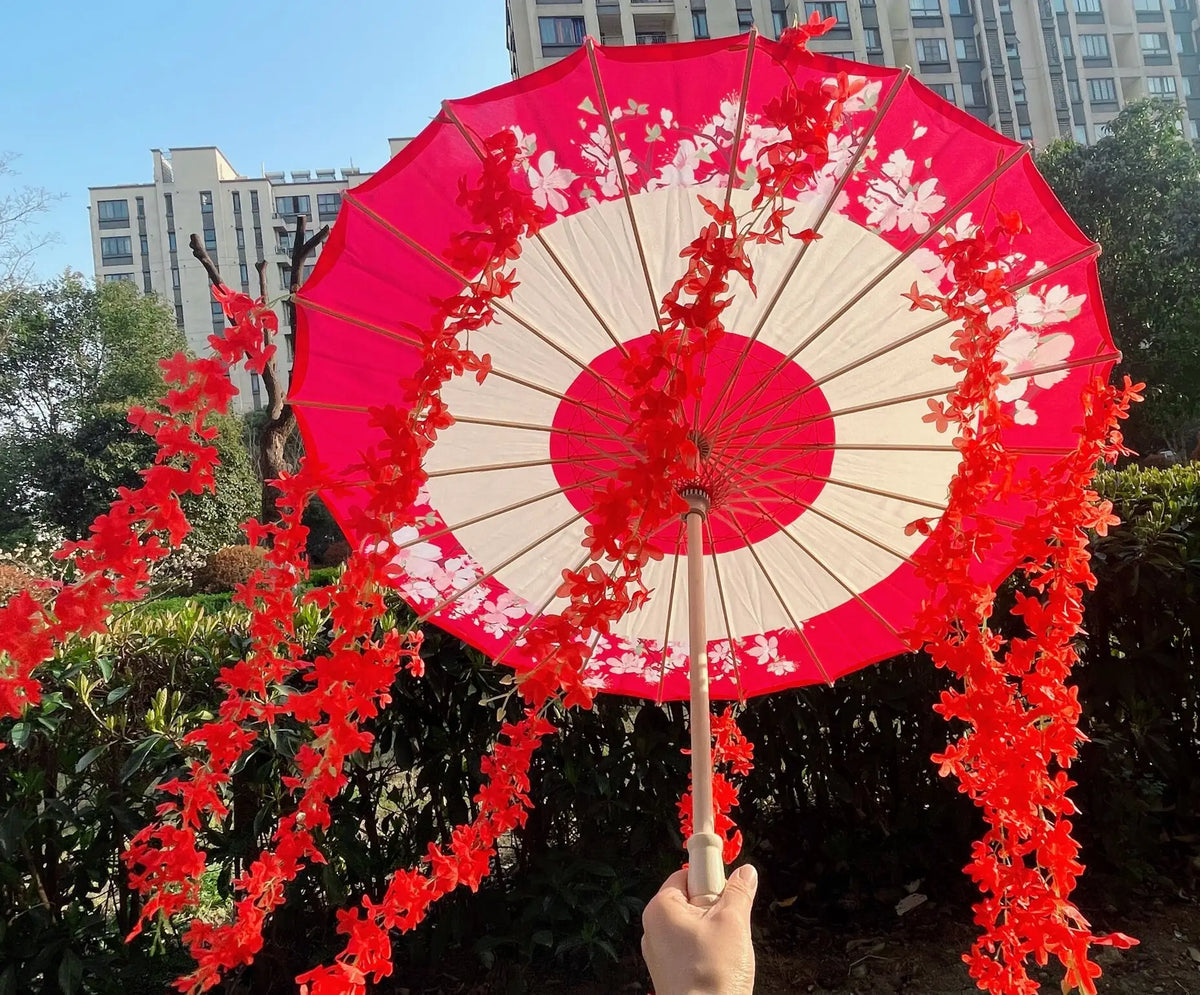 82CM 32'' Skyblue Hanfu Parasol Flowers Waterproof Car Umbrella Dance Cosplay Japan Sakura Spring OilPaper Cosplay El Principito
