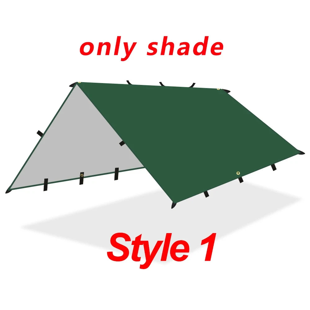 19 Hang Point Tarp Waterpoof Survival Bushcraft Sun Shelter Beach Shade Tent Outdoor Canopy Backpacking Tourist Awning 4x4 3x3m