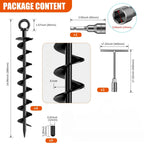 4 Pack Heavy Duty Spiral Ground Anchors with Nut and Tool, Black - Trampoline Tent Swing Set