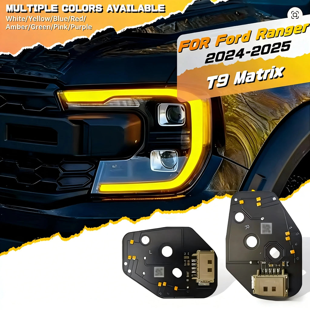 Yellow White Blue Amber Red Angel Eyes DRL LED Boards For Ford Ranger T9 Matrix 2024 2025 Daytime Running Light Chips Module