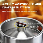 Mini Beer Keg Growler Craft Beer Barrel Carbonated Dispensing Container, 2L-5L