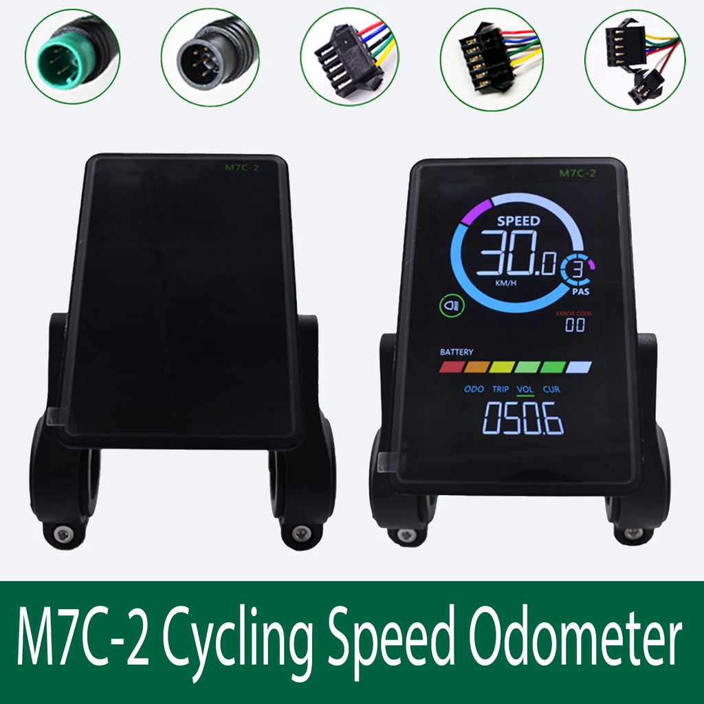 M7C-2 Electric Bike LCD Display Meter UART2 with USB, 24V-60V, 5/6 Pin Options