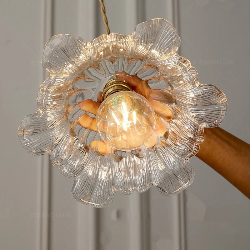 Nordic Modern LED Flowers Pendant Lights Coffee Living Room Balcony Green Glass Knob Switch Hanging lamp Fixtures Luminaira