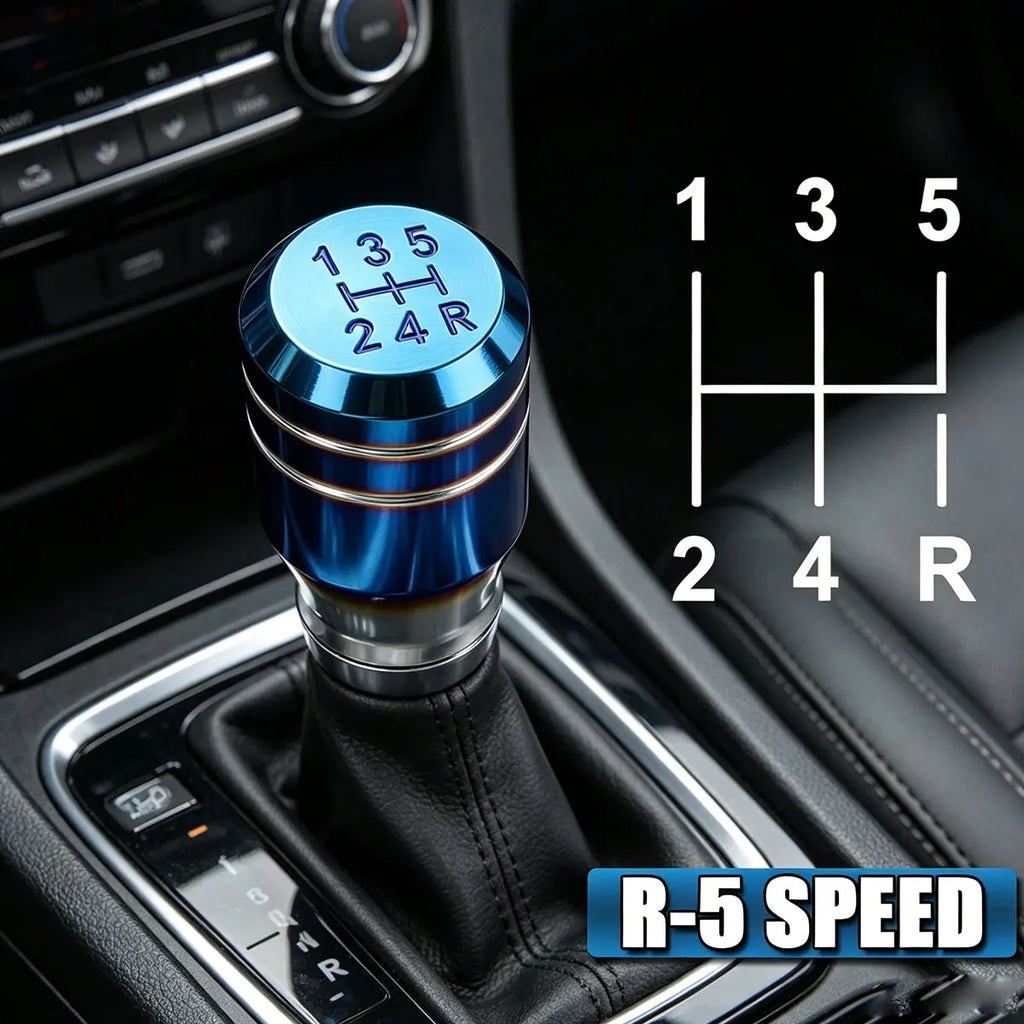 Universal Rainbow Shift Knob - Burnt Blue Aluminum Gear Lever for Manual/Auto Cars, Anti-Slip Ergonomic Grip