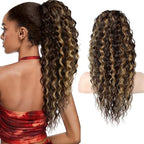 22in Drawstring Curly Ponytail Hair Extension, Synthetic Fluffy Long Curly, 1pc