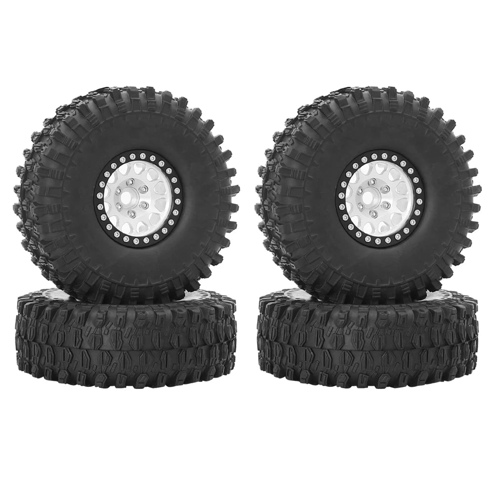 Metal 1.9 Beadlock Wheel Rim Tires Set for 1/10 RC Crawler Car Axial SCX10 III AXI03007 90046 TRX-4 Redcat GEN 8