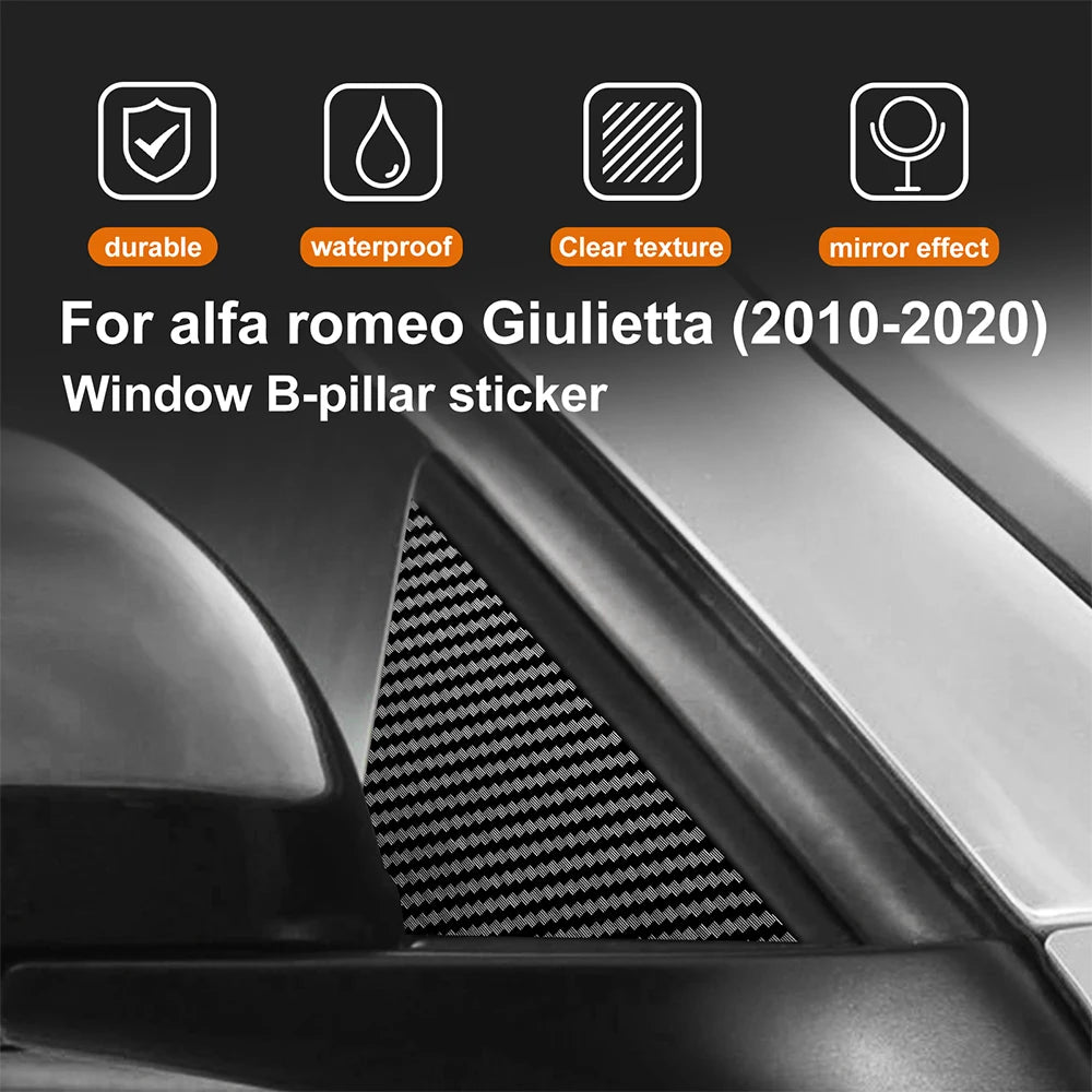 For Alfa Romeo Giulietta 940 2010 2011 2012 2013 2014 2015 2016 2017 2018-2020 Glossy Black B Pillars Sticker Carbon Fiber Style