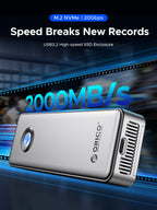 ORICO 20Gbps NVME Enclosure Case 8TB with Cooling Fan USB 3.2 Gen 2 x 2 PCIE NVME Adapter Tool Free RGB for PCIe M Key