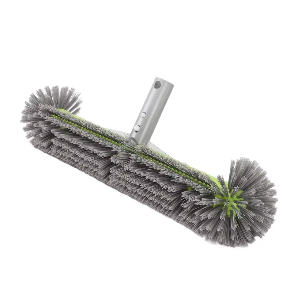 Heavy Duty 17.5" Pool Brush Head 7 Rows Bristles Reinforced Aluminum Back EZ Clip for Pool Walls Steps Inground Above Ground