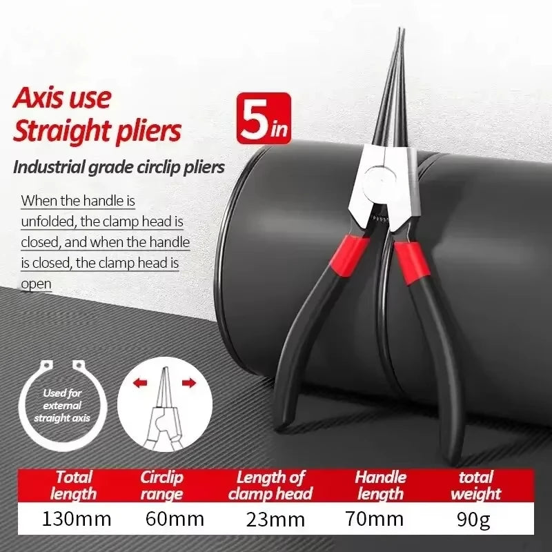 5-In Circlip Pliers,，Retaining Ring Pliersfor Removing Installing Puller Locking Rings ShaftsNeedle nose Pliers