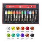 Acrylic Paint Set 12/24/30 Colours 12ml, Perfect for Canvas, Wood, Fabric, Leather, Cardboard, Paper, MDF And Crafts