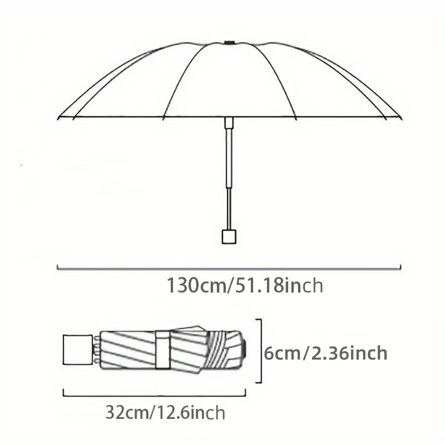 130cm Extra large triple fold rain and rain umbrella Effective rain protection Effective wind resistance UV resistance
