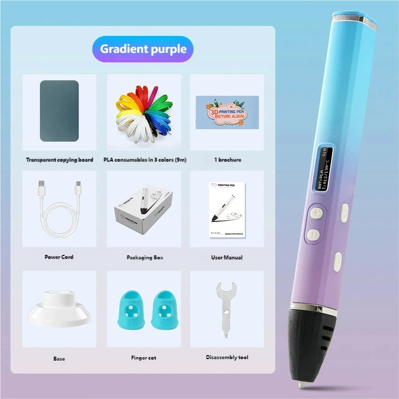 For Doodling Making Holiday Presents 3D Printing Pen With Oled Display temperature Control And Fast Extrusion With PLA Filament