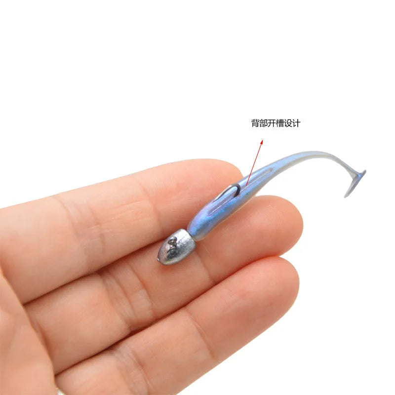 5Pcs/Lot T-tail Soft Fishing Bait Matched With Head Hooks Artificial Wobblers Swimbait Fishing Tackles For Bass Pike Pesca