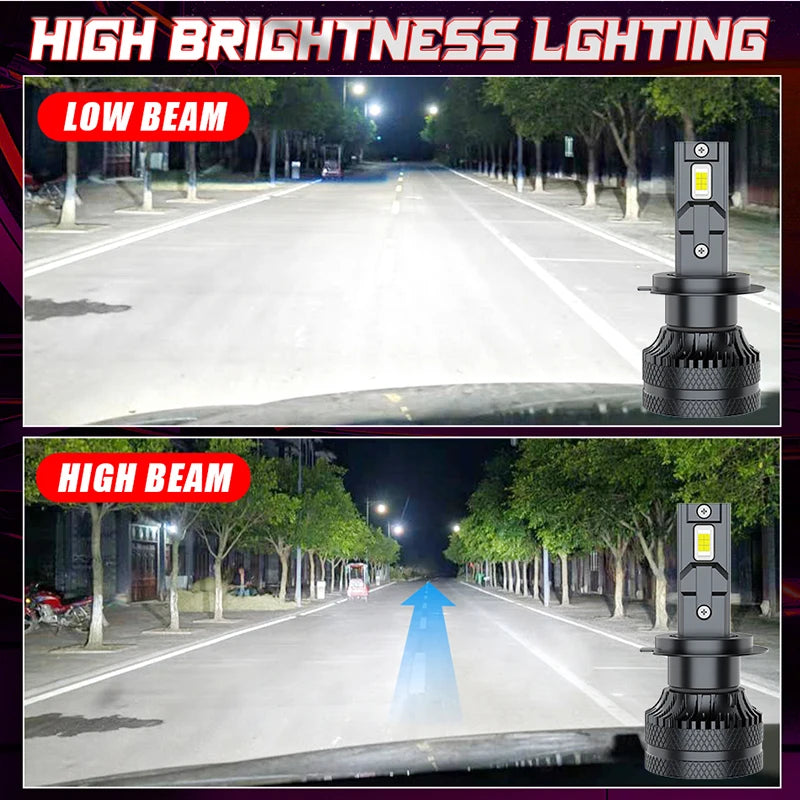 Dualvision 2PCS Car Lights H7 H4 H1 H8 H9 H11 9006 9005 9012 Super Bright LED Headlights High Low Beam Fog Light 6000K White 12V