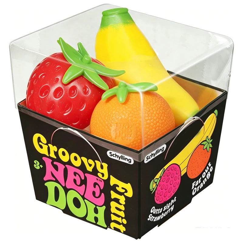 NeeDoh Fruit Stress Ball Squishy Squeeze Sensory Toy, Fruit Bucket Style, 1pc