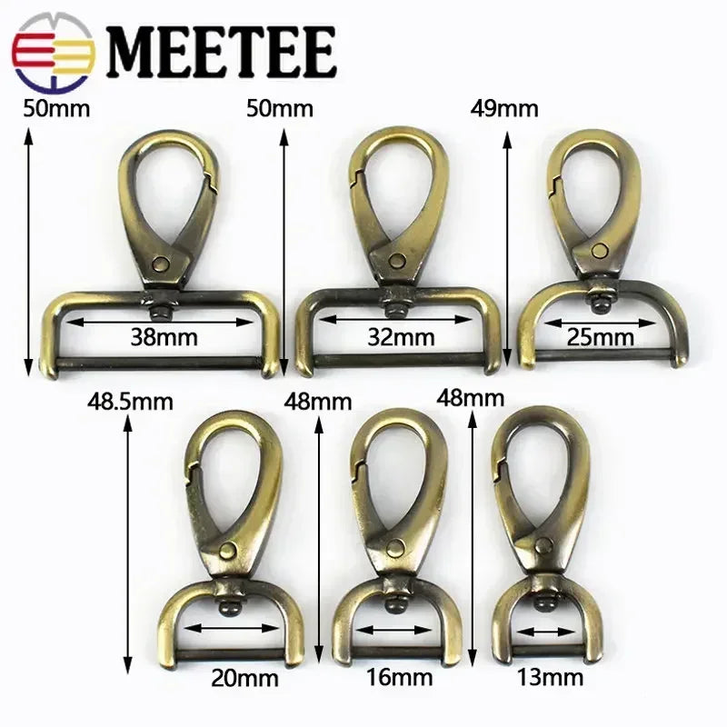 2/4Pcs Meetee 13-38mm Metal Buckle Detachable Lobster Clasp Bag Strap Clip Buckles Webbing Handbag Snap Hook DIY Accessories