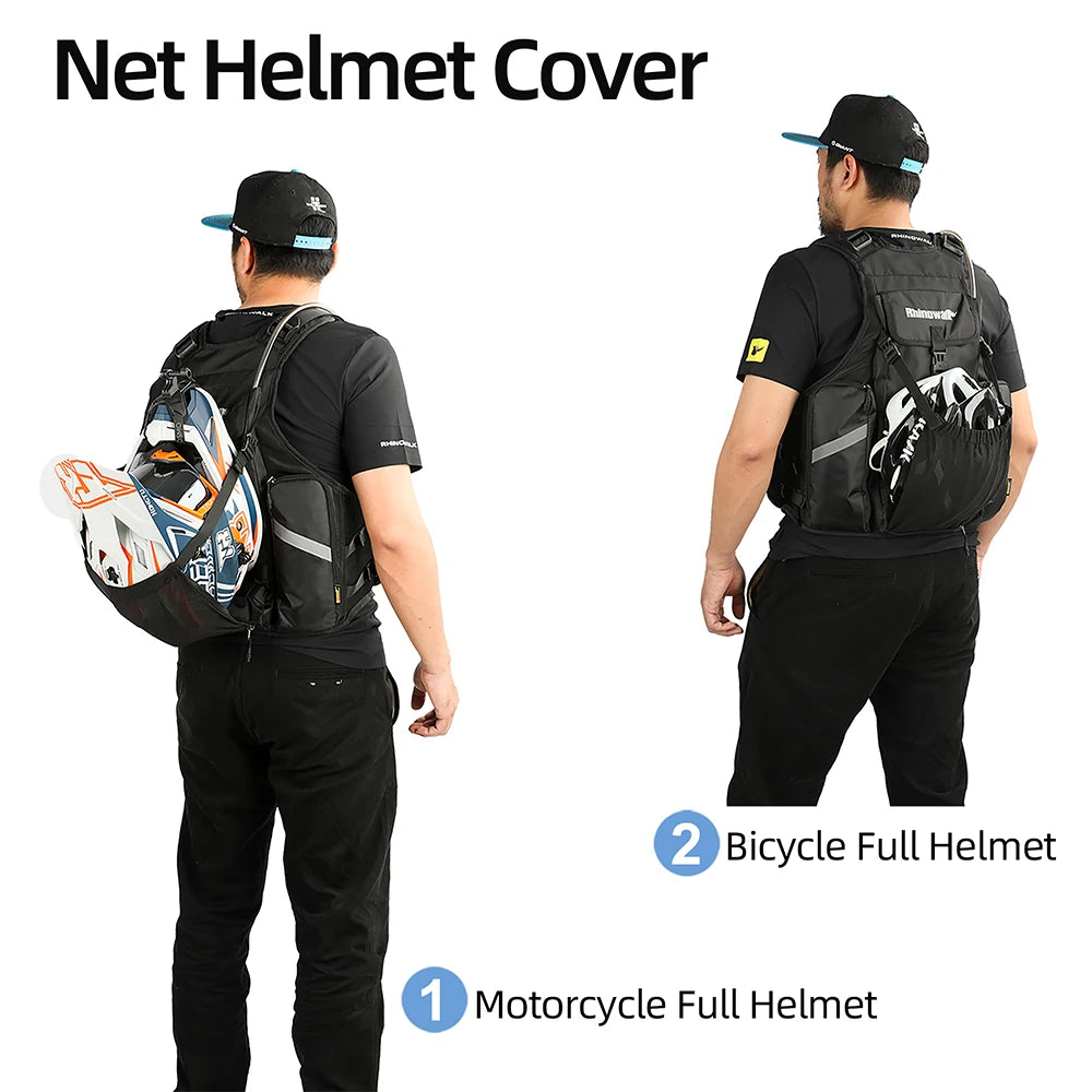 Rhinowalk Motorcycle Backpack Vest Universal Cycling Riding Outdoor Portable Traveling Sporting Pack With Helmet Net