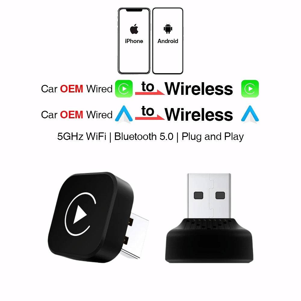 New Wireless CarPlay Android Auto Adapter USB Dongle Smart Mini Box Plug And Play Universal For VW Toyota Nissan Honda Ford Benz