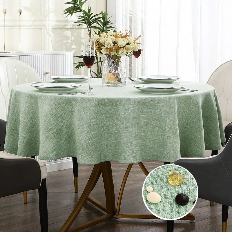 Waterproof Round Tablecloth for Round Dining Table Decorative Rustic Wipeable Table Cover Indoor Outdoor Use for Holiday Wedding