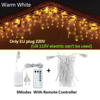 LED Icicle Fairy Lights Outdoor String Lights Christmas Garland For House New Year Garden Yard Party Wedding Terrace Decor