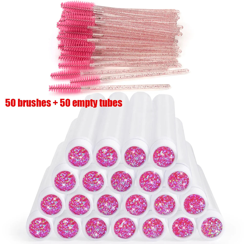 100Pcs Disposable Eyelash Brushes Reusable Eyelashes Brush Tube Mascara Wands Tubes Dust-proof Lash Spoolies Storage Makeup Tool