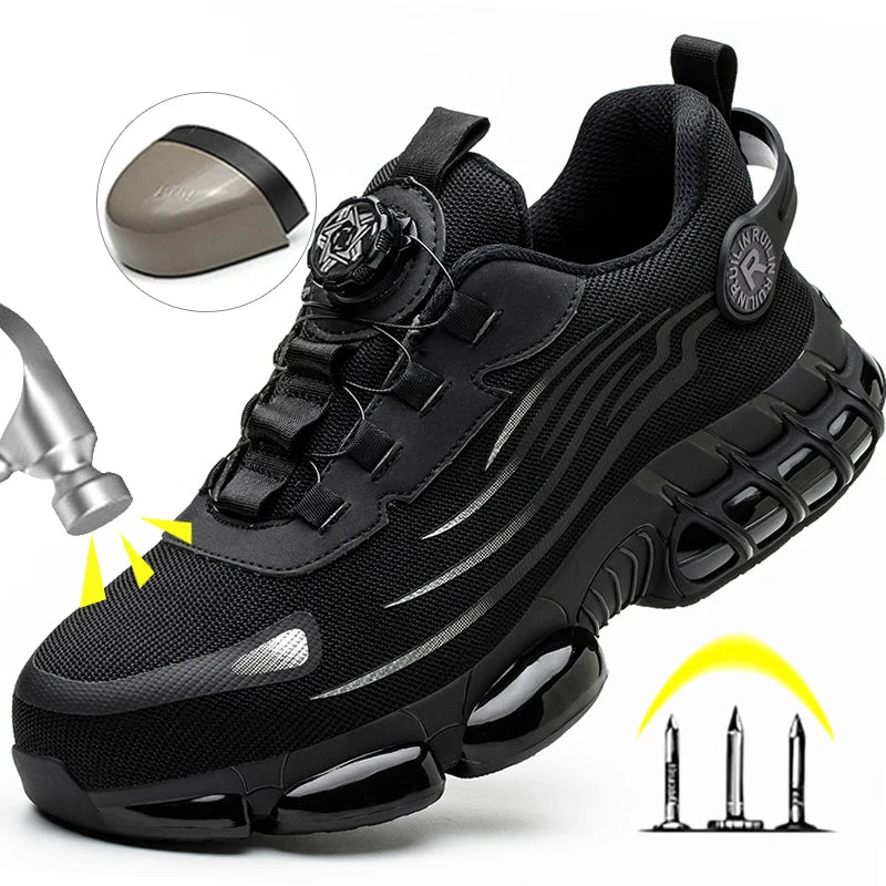 Men's Safety Shoes Protection And Elastic Safety Boots Fashionable Casual Shoes Breathable Odor Protection Men's Work Shoes