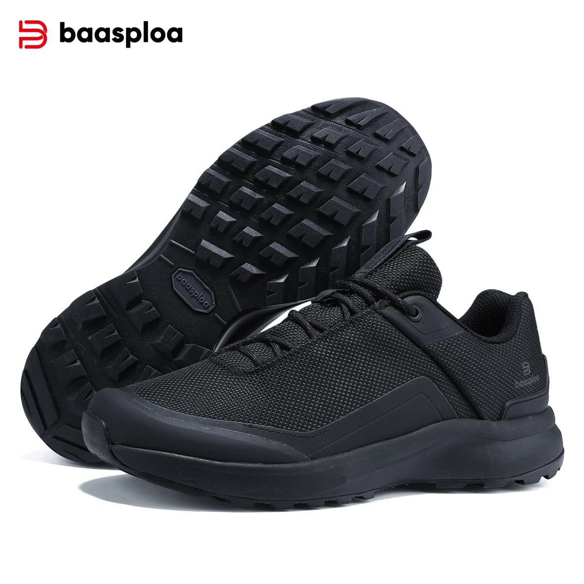 Baasploa Hiking Shoes Men Outdoor Climbing Lace-Up Sneakers Male Anti Splash Water Casual Wear-Resistant Non-slip Walking Shoes