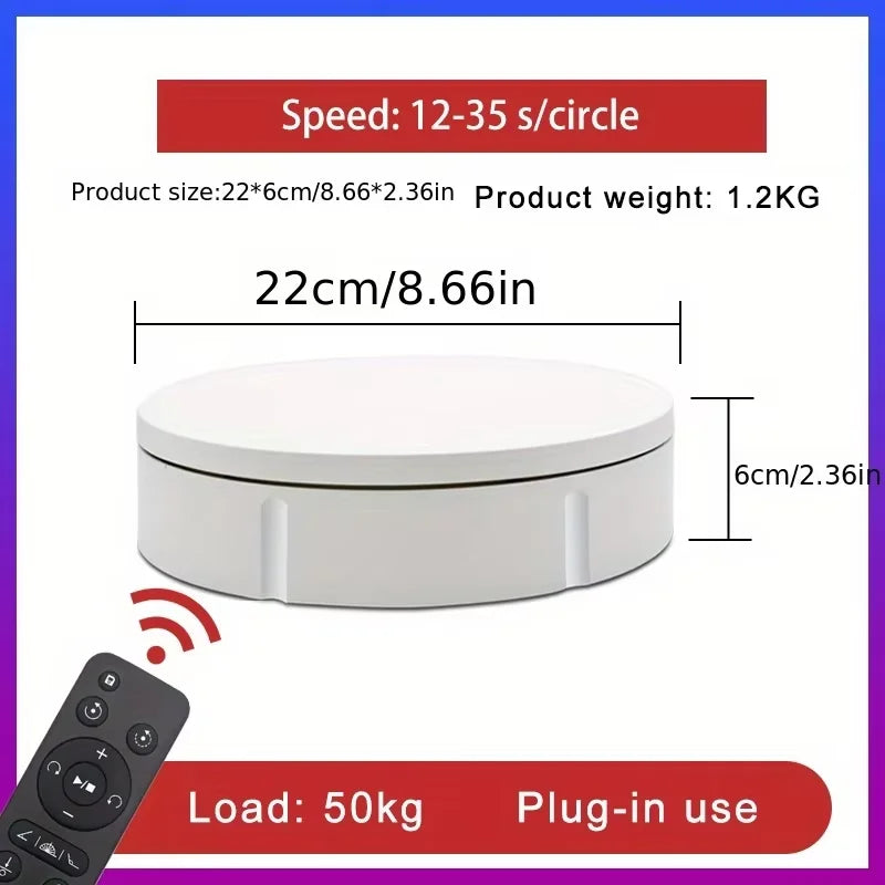 3 Speeds Electric Rotating Display Stand Mirror 360 Degree Turntable Jewelry Holder Battery/USB Power for Photography Shooting
