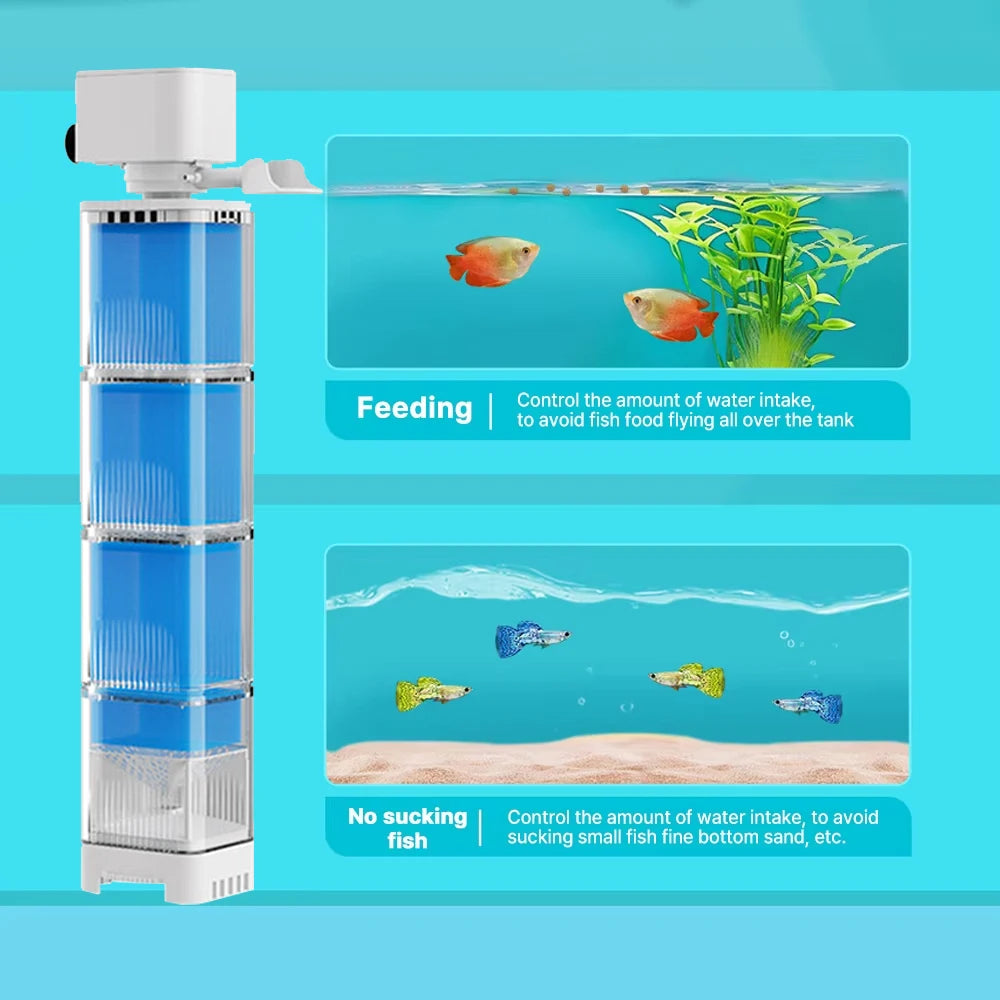 Aquarium Filter Pump Fish Tank Submersible Silent Air Oxygen Aerator Internal Water Pump Aquarium Air Pump Wave Maker 220v