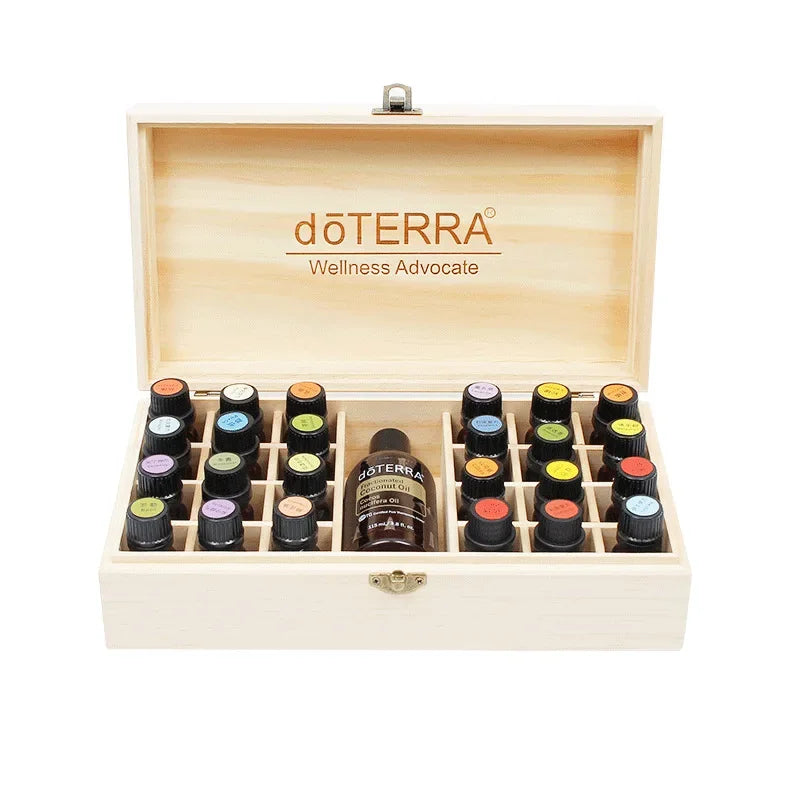 Essential Oil Storage Wooden Box 25 Compartment Storage Box 15ML 24+1 Compartment Essential Oil Display Box