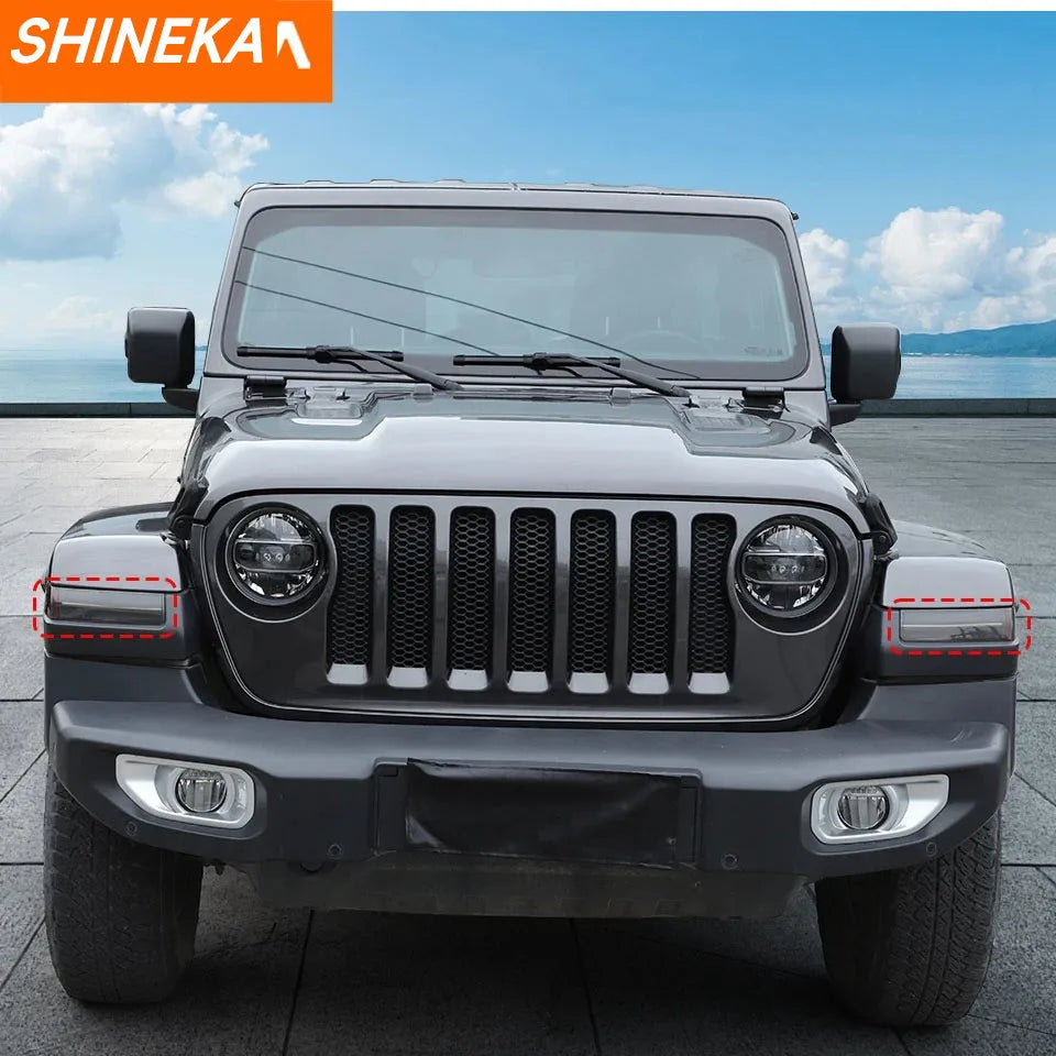 SHINEKA ABS Front Wheel Eyebrow Light Lamp Decoration Cover for Jeep Wrangler JL Gladiator JT 2018-2022 Exterior Accessories