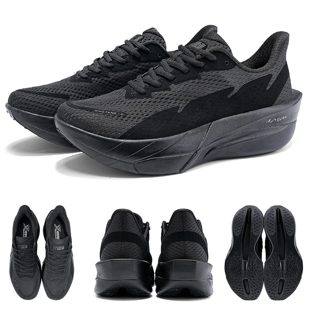 IRUNSVAN Carbon Fiber Running Shoes Thick Sole Breathable Unisex Sneakers, Sizes 37-44