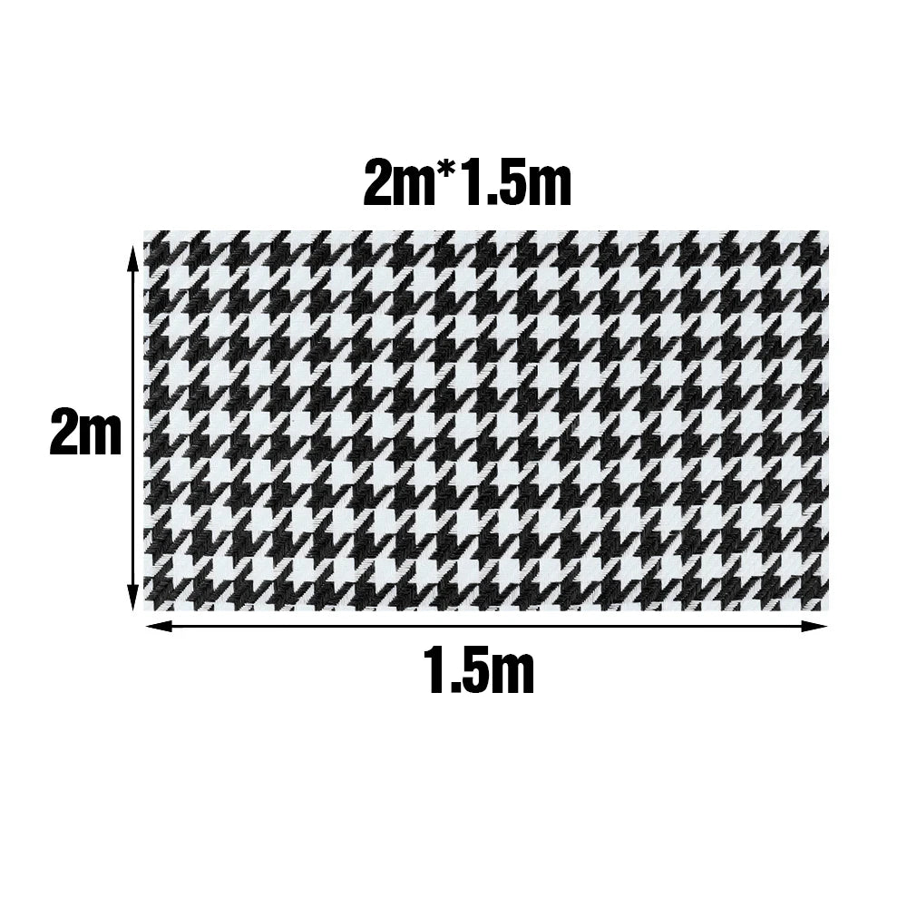 Houndstooth Cotton Linen Upholstery Fabric 1x1.5m Black-White Car Seat Door Panel Headliner