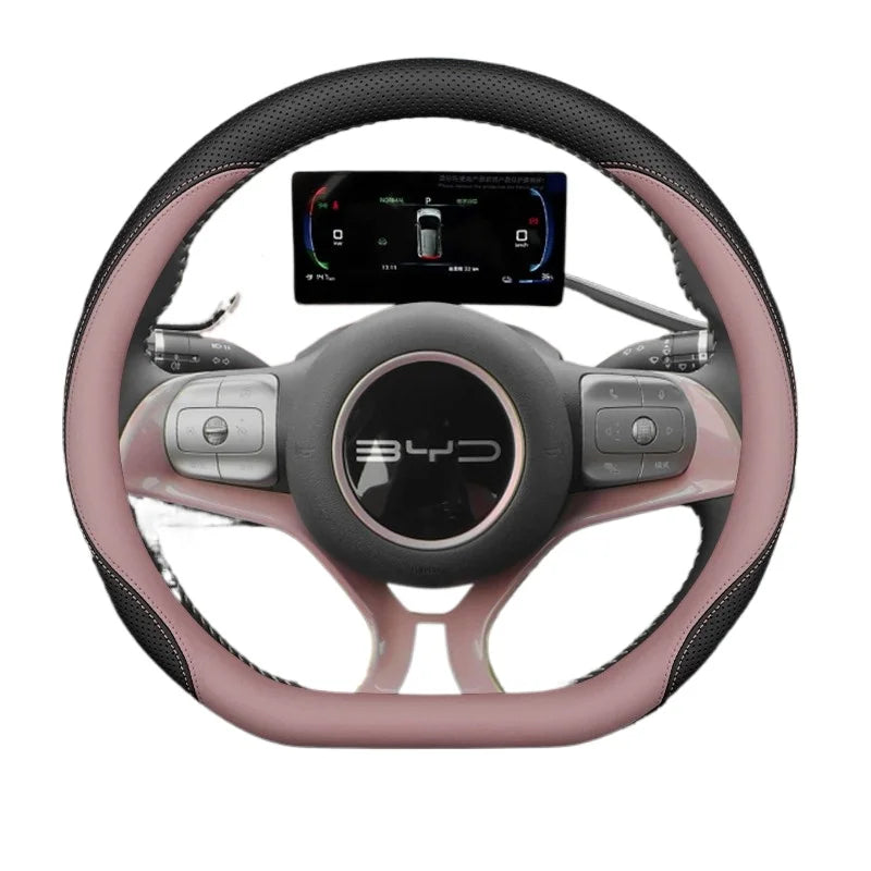 Leather Car Steering Wheel Cover for BYD Dolphin Mini Song Plus Pro Seagull King Yuan Up Sealion 7 Qin Plus 2026 Accessories