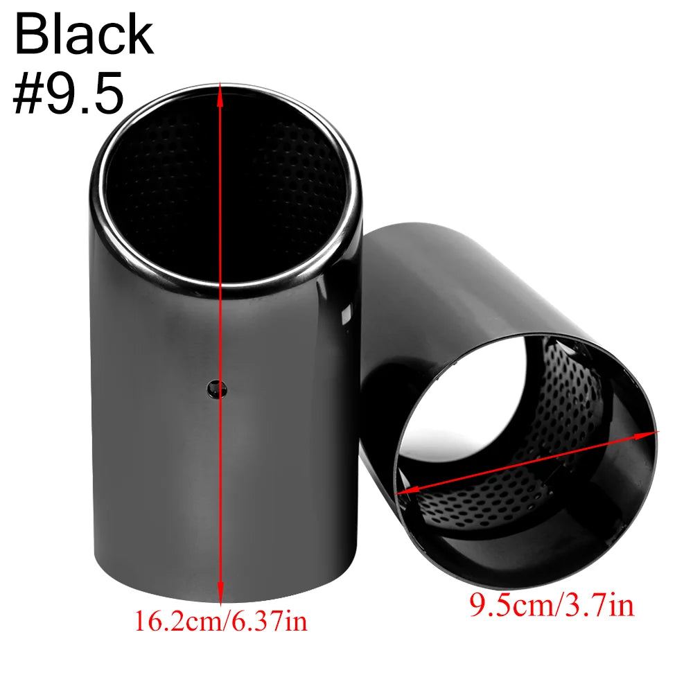 2pcs Stainless Steel Exhaust Muffler Tip Covers 7-9.5cm Black/Silver/Blue for Audi/VW