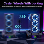 Adjustable CPU tower stand with wheels, telescopic under desk computer holder, with RGB fan