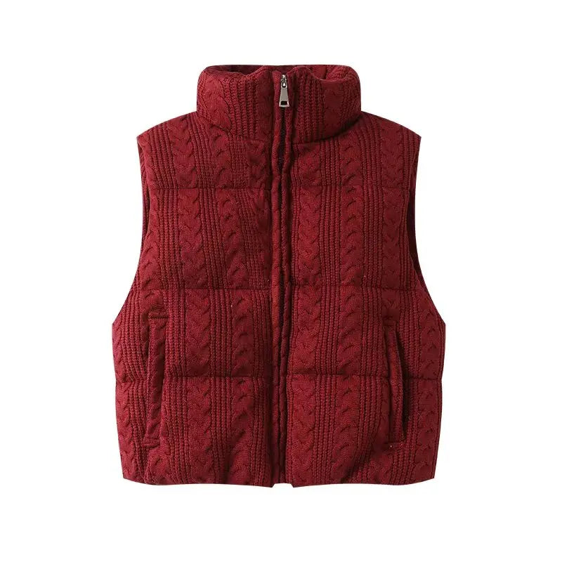 Women's Beige Sleeveless Vest Jacket Knitted Solid Outwear Waistcoat Streetwear Fashion 2026 Inszart Coat